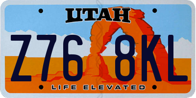 UT license plate Z768KL