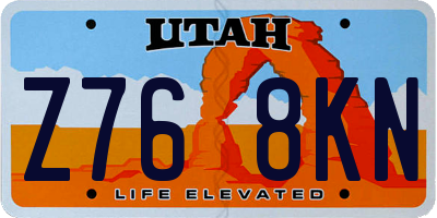 UT license plate Z768KN