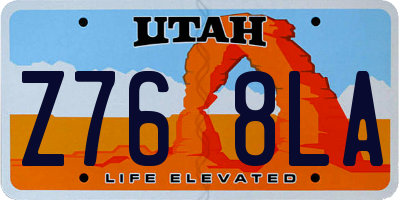 UT license plate Z768LA