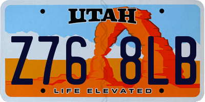 UT license plate Z768LB