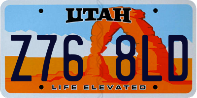 UT license plate Z768LD