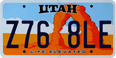 UT license plate Z768LE