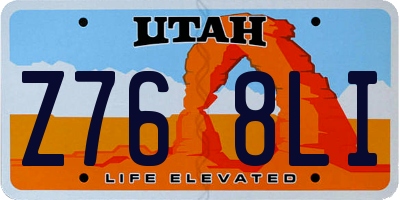 UT license plate Z768LI