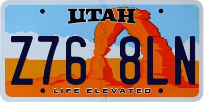 UT license plate Z768LN
