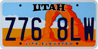 UT license plate Z768LW