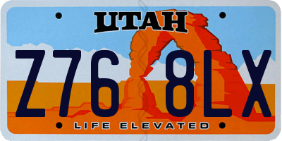 UT license plate Z768LX