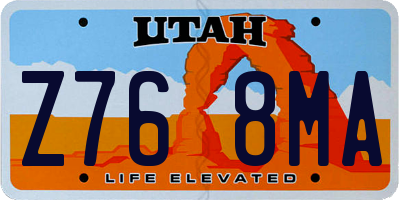 UT license plate Z768MA