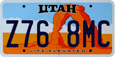 UT license plate Z768MC