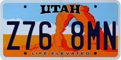 UT license plate Z768MN