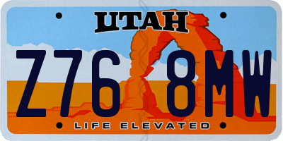 UT license plate Z768MW