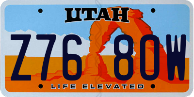 UT license plate Z768OW