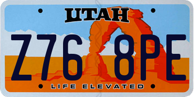 UT license plate Z768PE