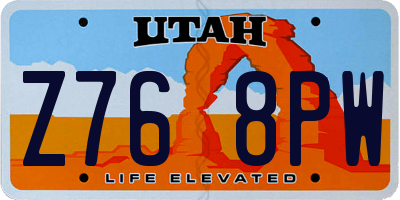 UT license plate Z768PW