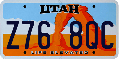 UT license plate Z768QC
