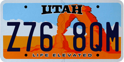 UT license plate Z768QM