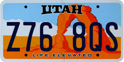 UT license plate Z768QS