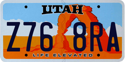 UT license plate Z768RA