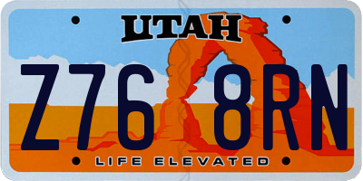 UT license plate Z768RN