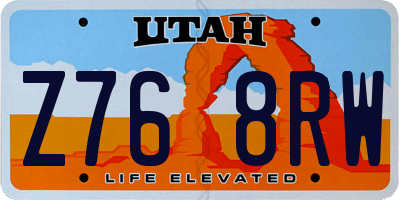 UT license plate Z768RW