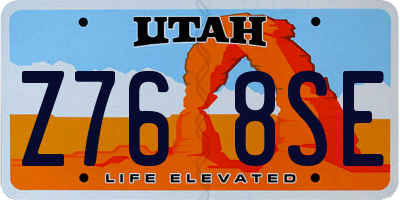 UT license plate Z768SE