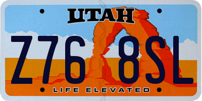UT license plate Z768SL