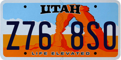UT license plate Z768SO