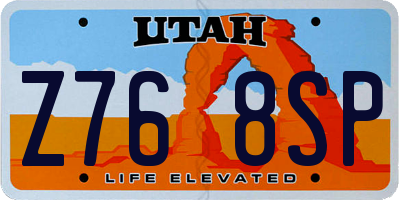 UT license plate Z768SP
