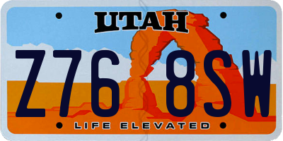 UT license plate Z768SW