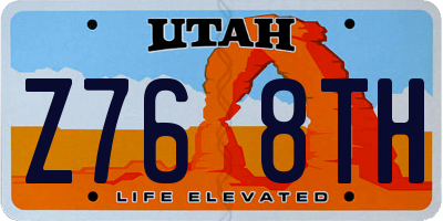 UT license plate Z768TH