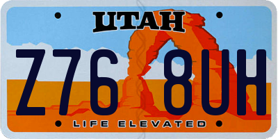 UT license plate Z768UH