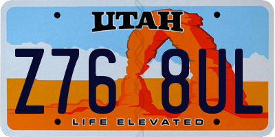 UT license plate Z768UL