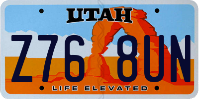 UT license plate Z768UN