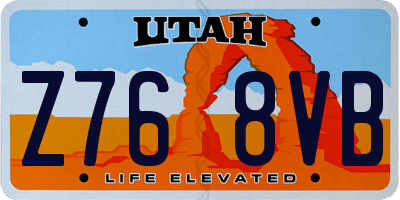 UT license plate Z768VB
