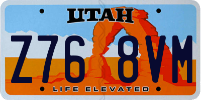UT license plate Z768VM
