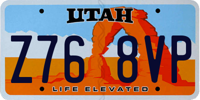 UT license plate Z768VP