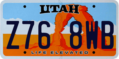UT license plate Z768WB