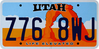 UT license plate Z768WJ
