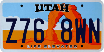UT license plate Z768WN