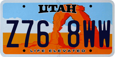 UT license plate Z768WW