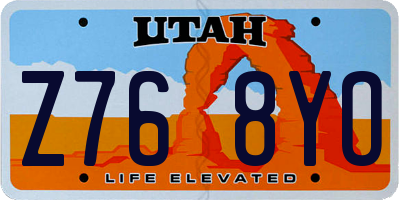 UT license plate Z768YO