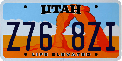UT license plate Z768ZI