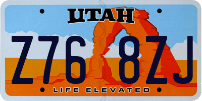 UT license plate Z768ZJ