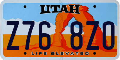 UT license plate Z768ZO