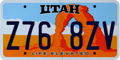 UT license plate Z768ZV