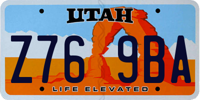 UT license plate Z769BA