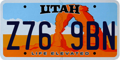 UT license plate Z769BN