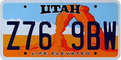 UT license plate Z769BW