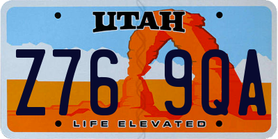 UT license plate Z769QA