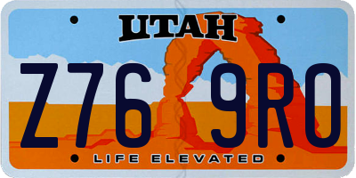 UT license plate Z769RO