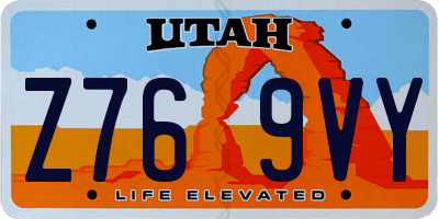 UT license plate Z769VY